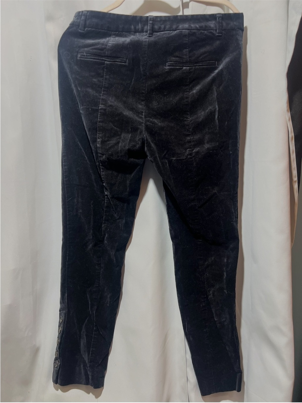 Anthropologie Elevenses Velvet Ankle Button Pants Black Cropped Trousers - Picture 4 of 5